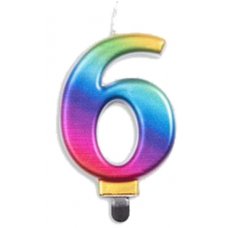 (image for) Jumbo Number 6 Candle Rainbow - Click Image to Close